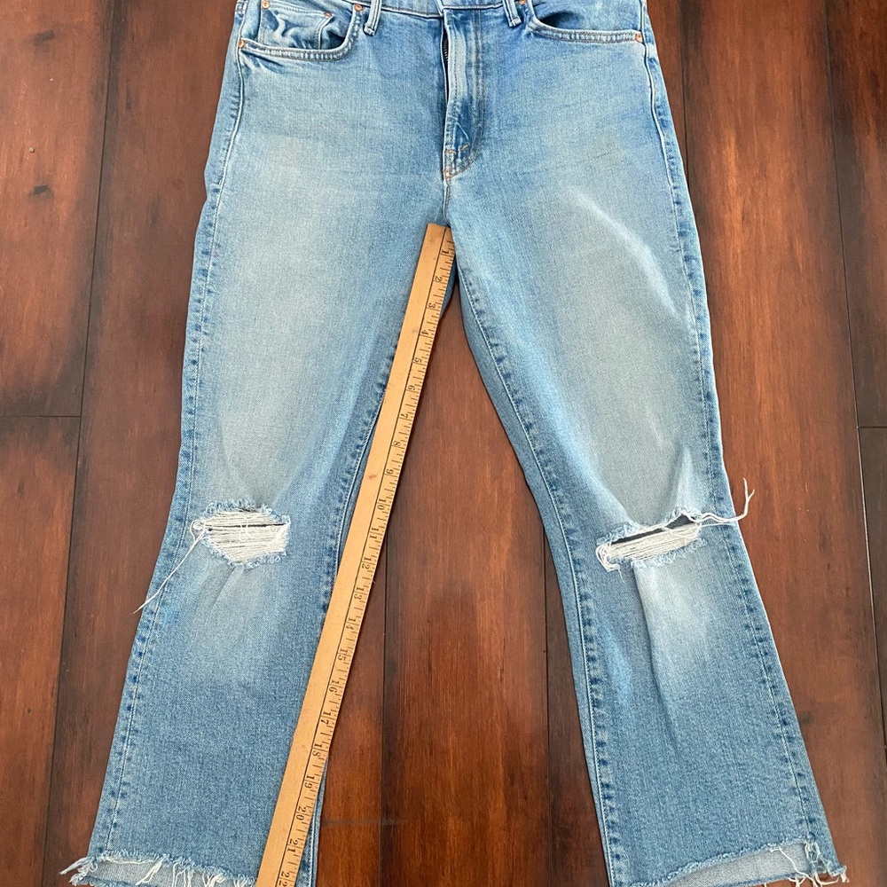 MOTHER Light Blue Distressed Ankle Jeans